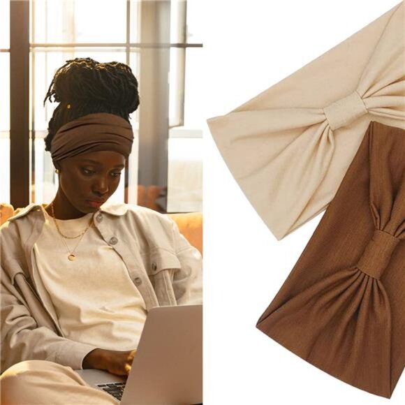 Wide Headbands for Women, Boho Knotted Head Wraps Turbans, Large - Picture 3 of 8